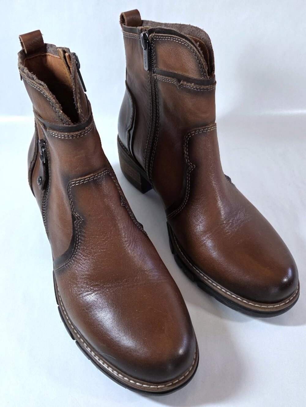 Pikolinos Brown Leather San Sebastian Zipper Booties Size 39 - Picture 2 of 6